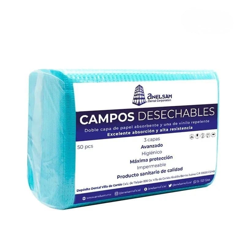 Campos Desechables Anelsam 50 pzas - Azul cielo