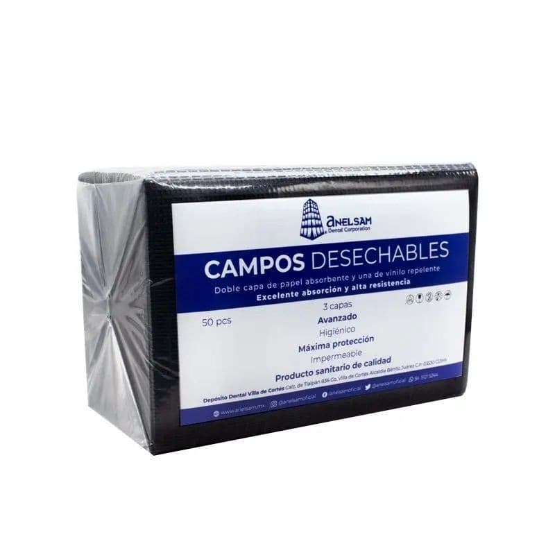 Campos Desechables Anelsam 50 pzas - Negro