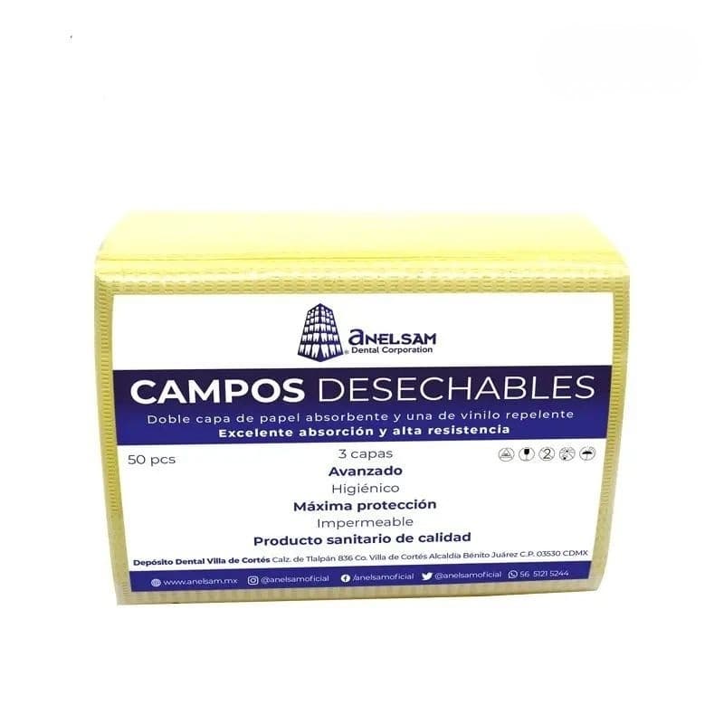 Campos Desechables Anelsam 50 pzas - Amarillo